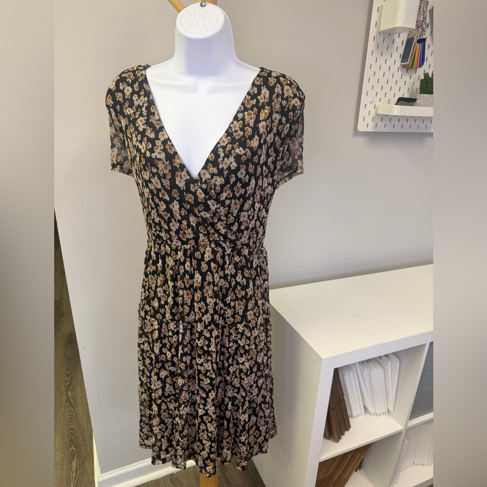 NWT Derek Heart Black and Tan Floral Mini Dress Size 3X - Picture 2 of 6